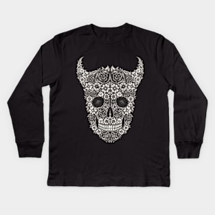 Demon skull flowers surrealist. Kids Long Sleeve T-Shirt